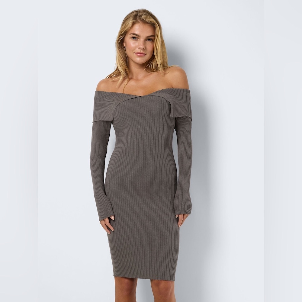 MNJuliet Off Shoulder Knit Dress Charcoal Gray Size XL